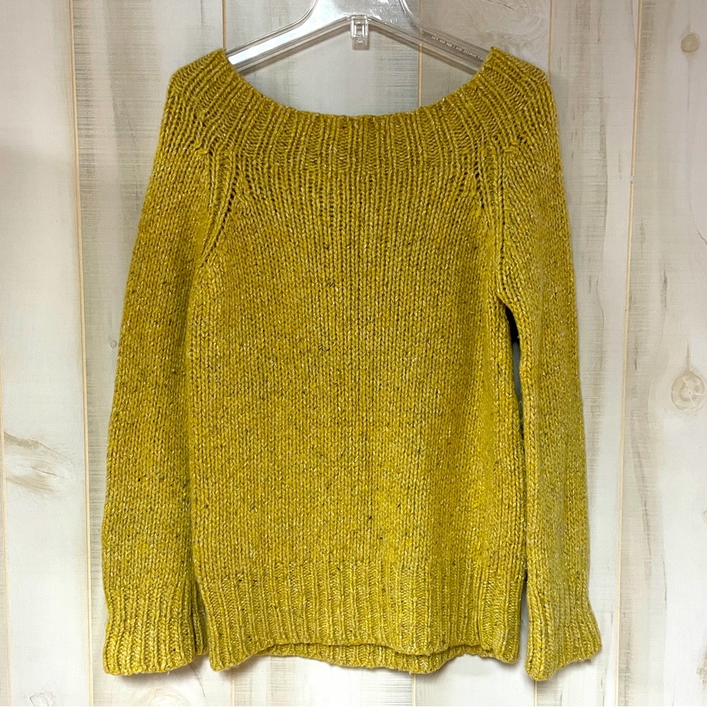Vintage J Crew Yellow Wool/Silk Bulky Knit Sweater, Sz M - Picture 2 of 4